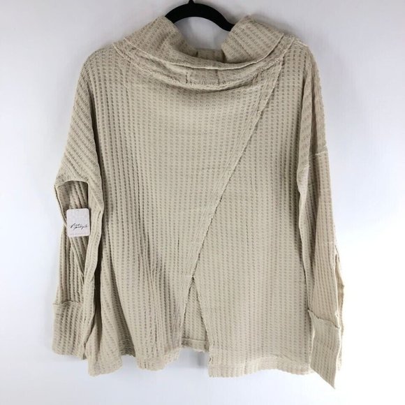 Free People NWT Juicy Long Sleeve Waffle Knit Thermal Stone Cold size Small S - Picture 2 of 4